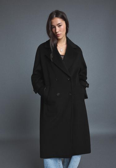 Long oversize soft-touch coat — Black 3