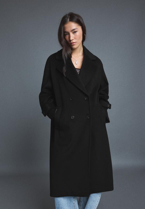 Stradivarius Puha Tapintású, Hosszú Oversize Kabát 0-001 S