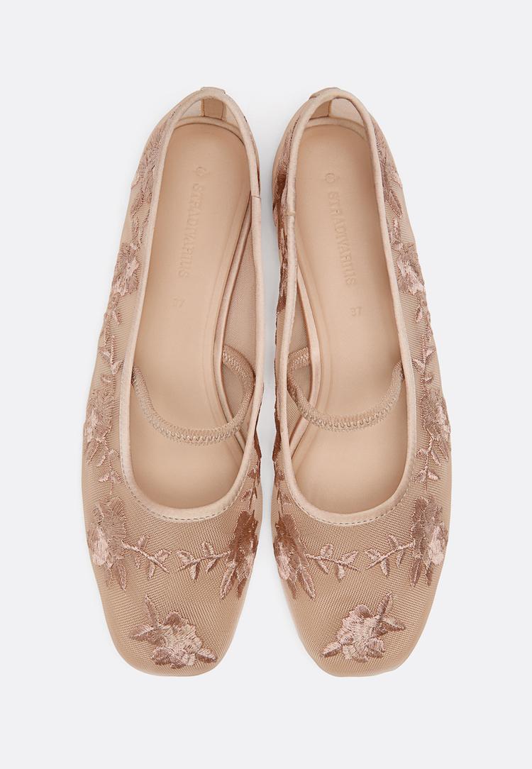 bailarinas tira hebilla bordado