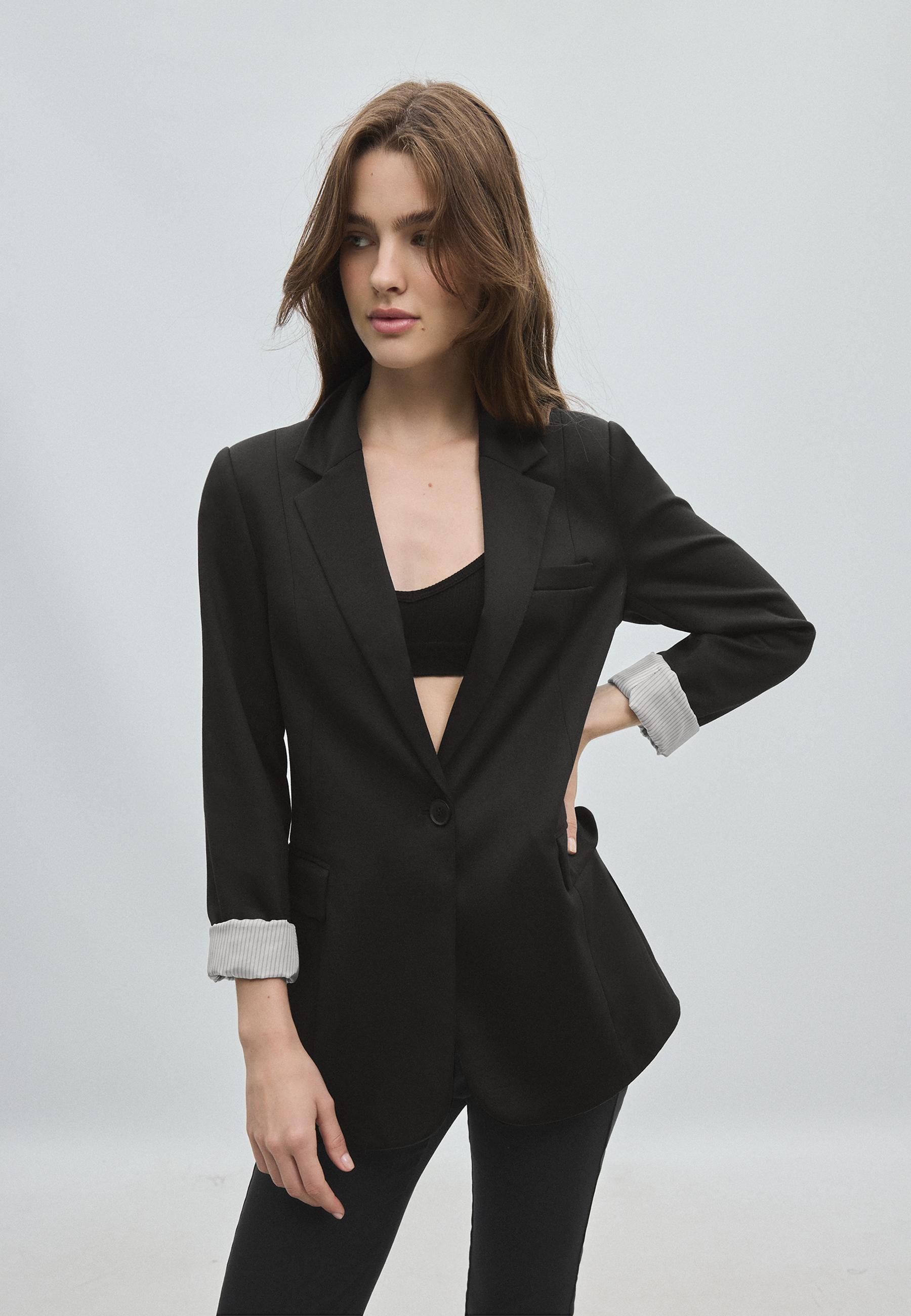 Basic knit blazer — Black