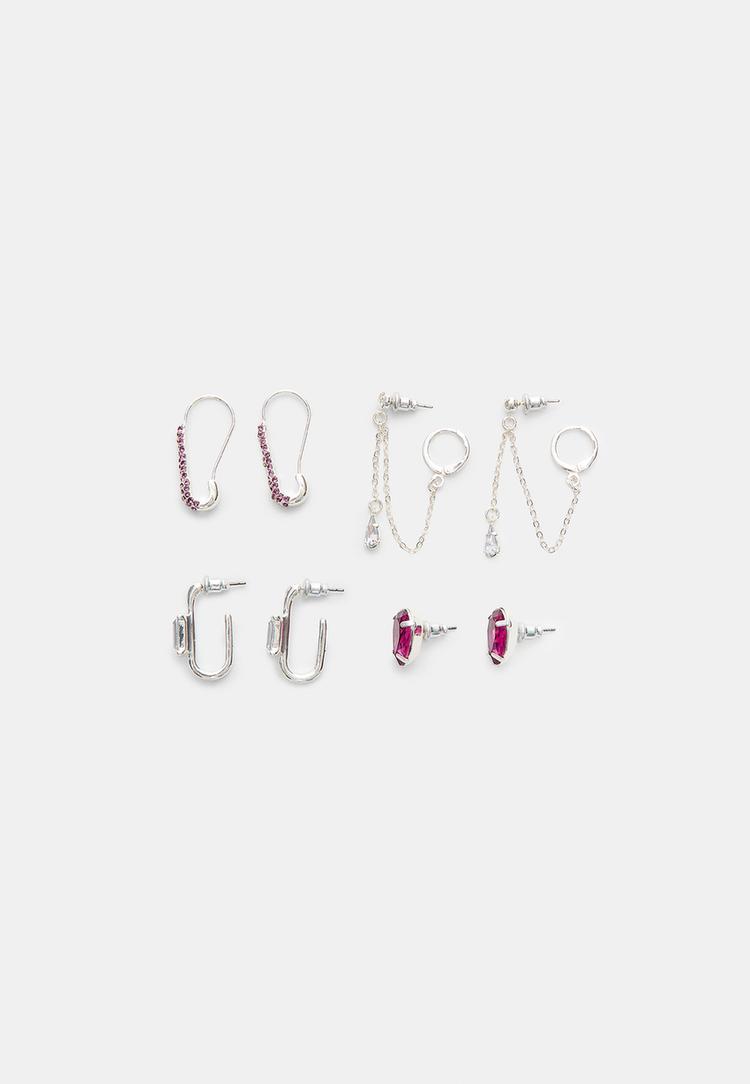 lot de 4 boucles doreilles brillantes