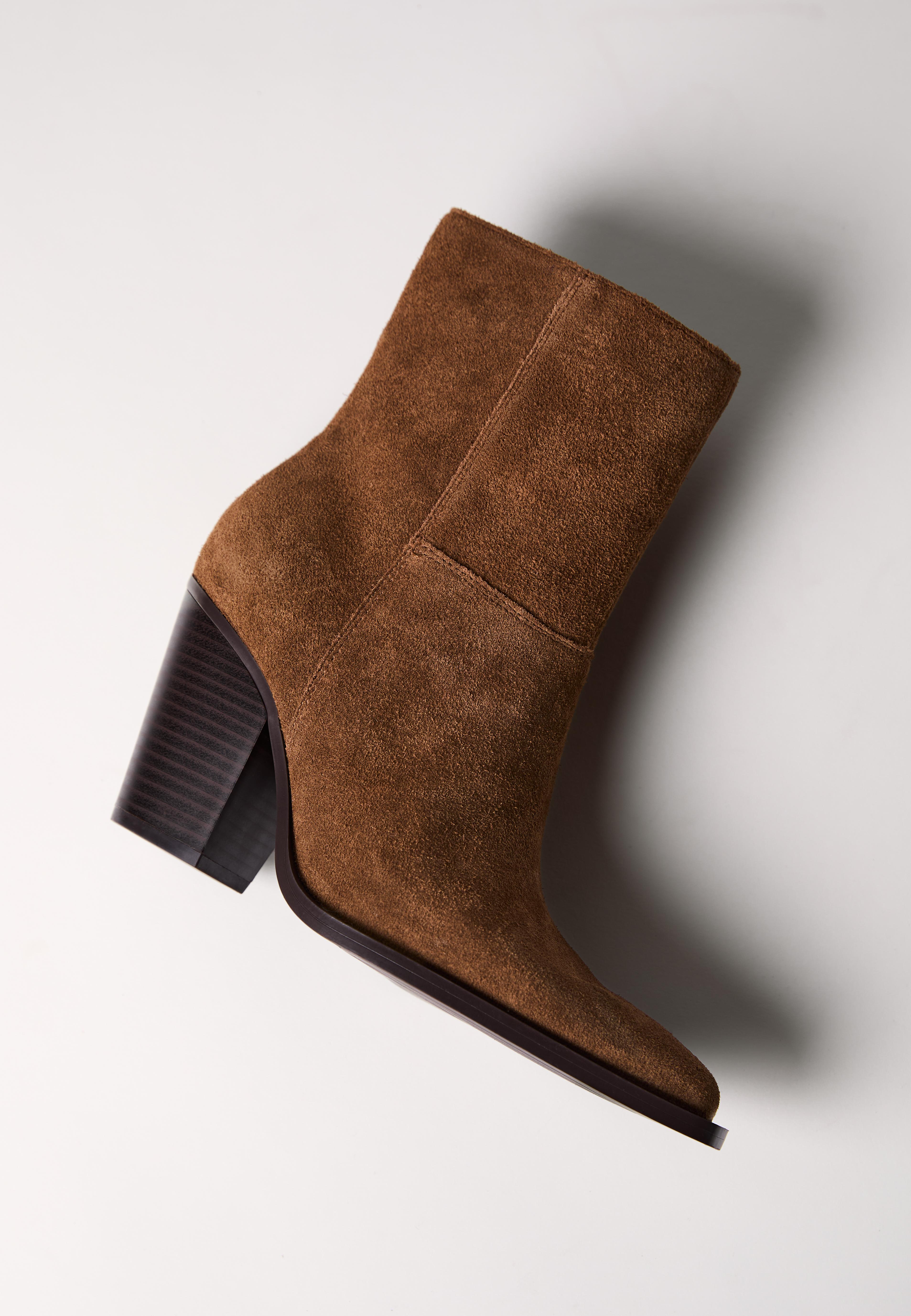 Leather cowboy ankle boots — BROWN