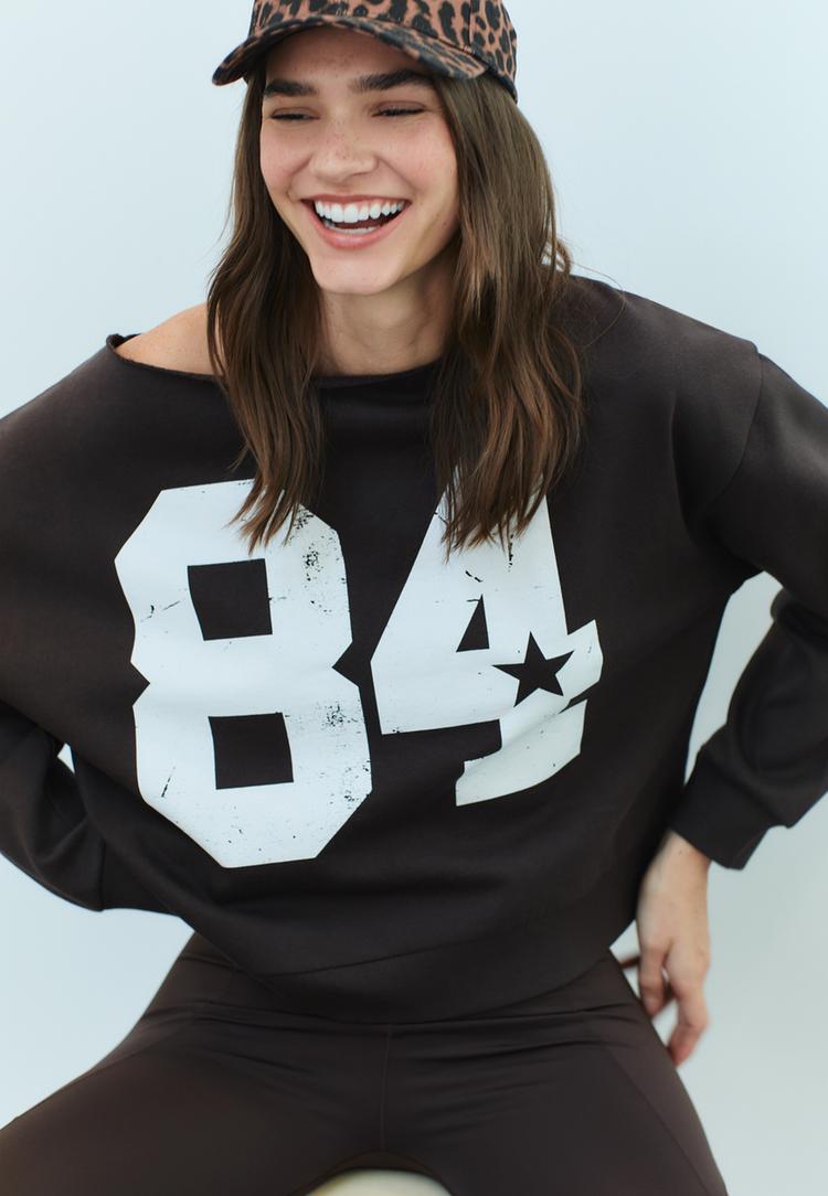 basic sweatshirt with asymmetric neckline