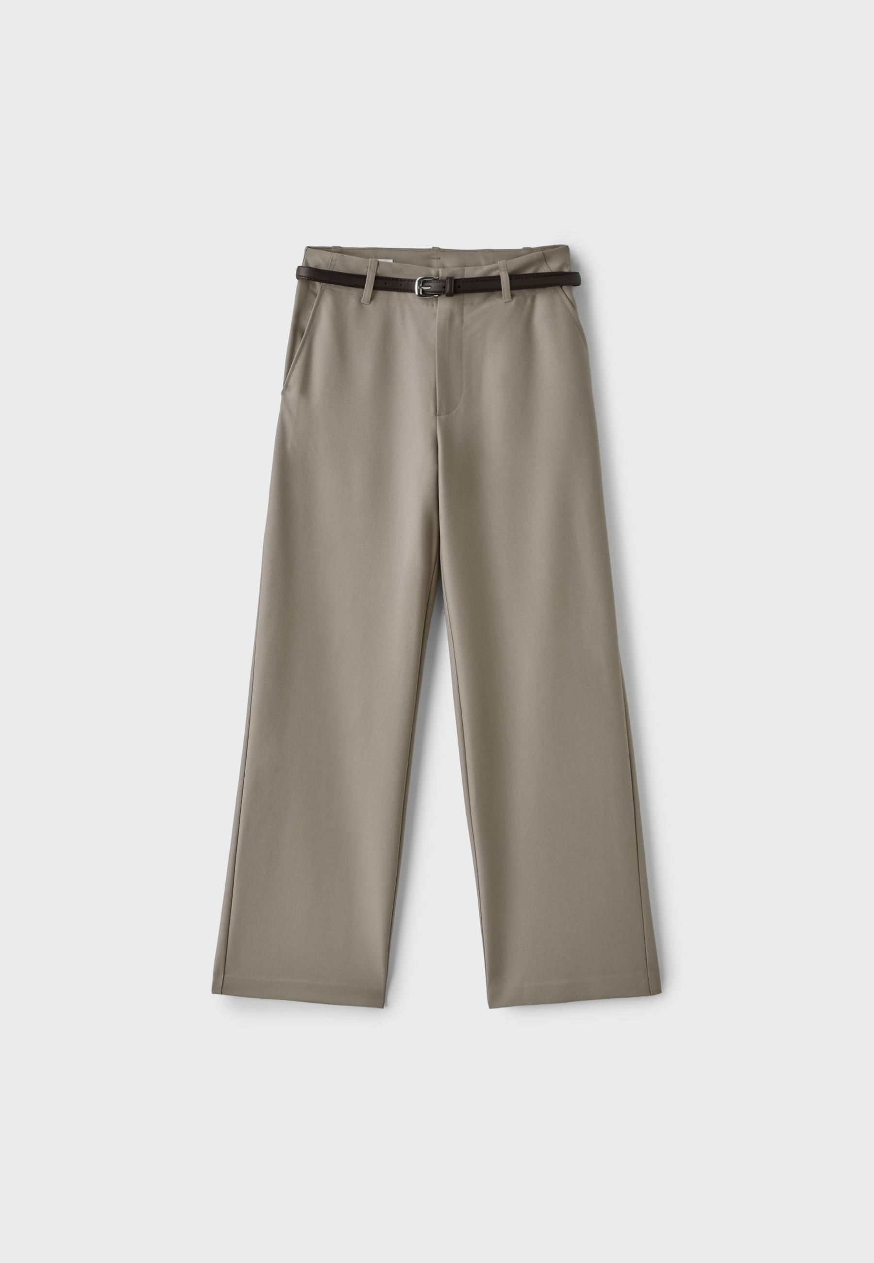 Flowing straight-leg smart trousers with belt — Brown