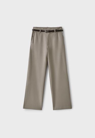 Flowing straight smart trousers with belt — Brown 7