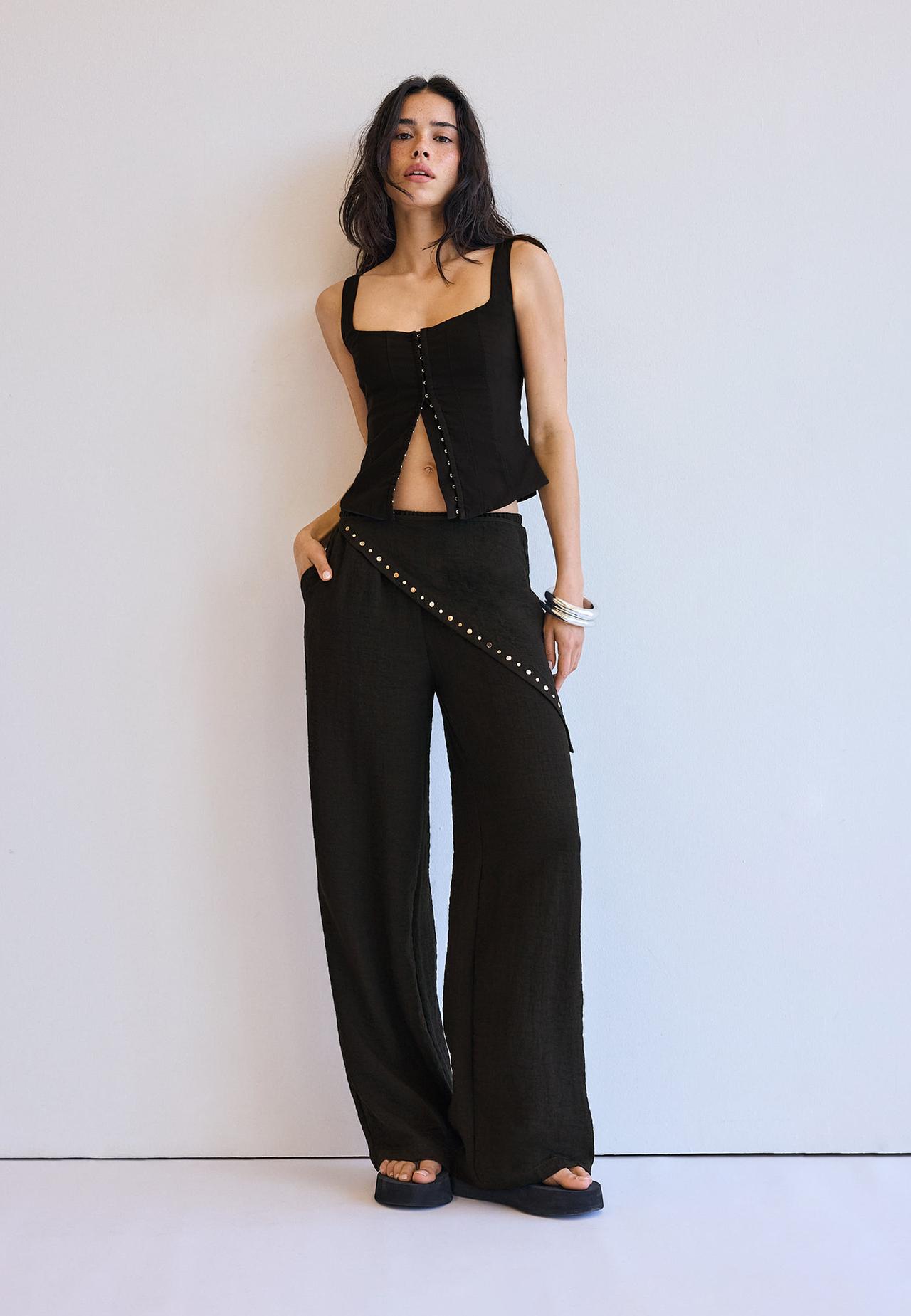 Flowing scarf trousers — Black