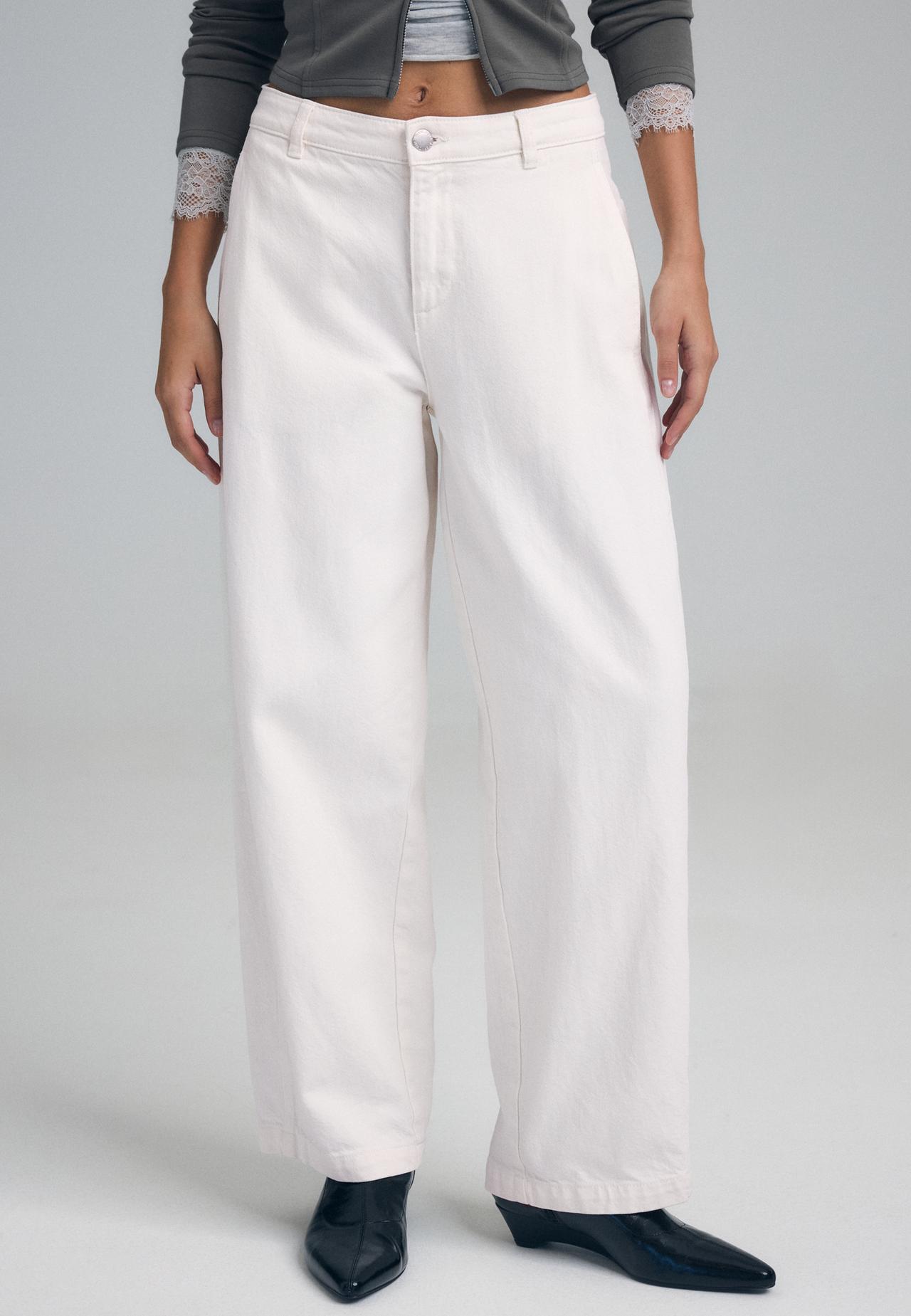 100% cotton barrel trousers — Vanilla