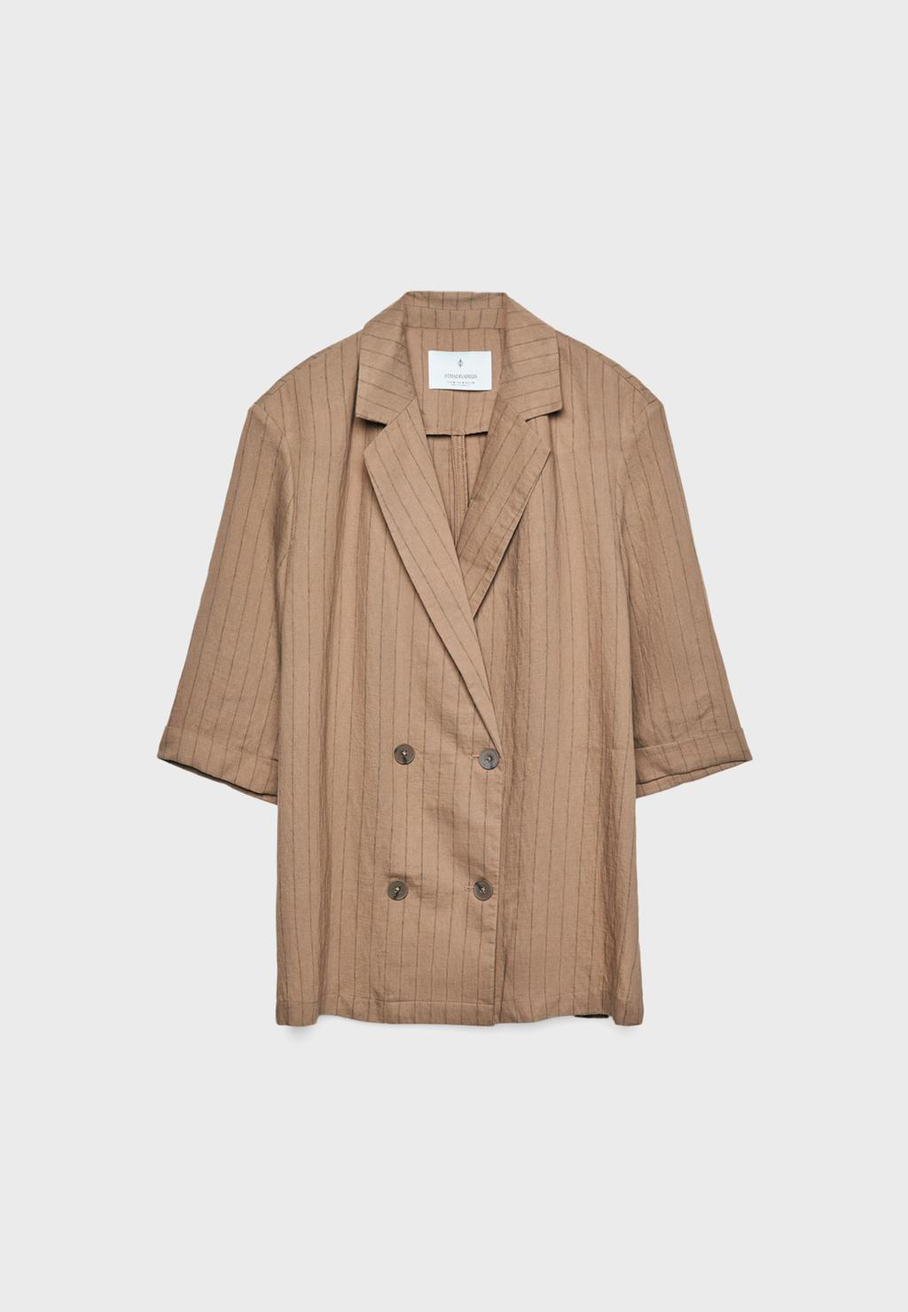 Americana kimono rayas con lino