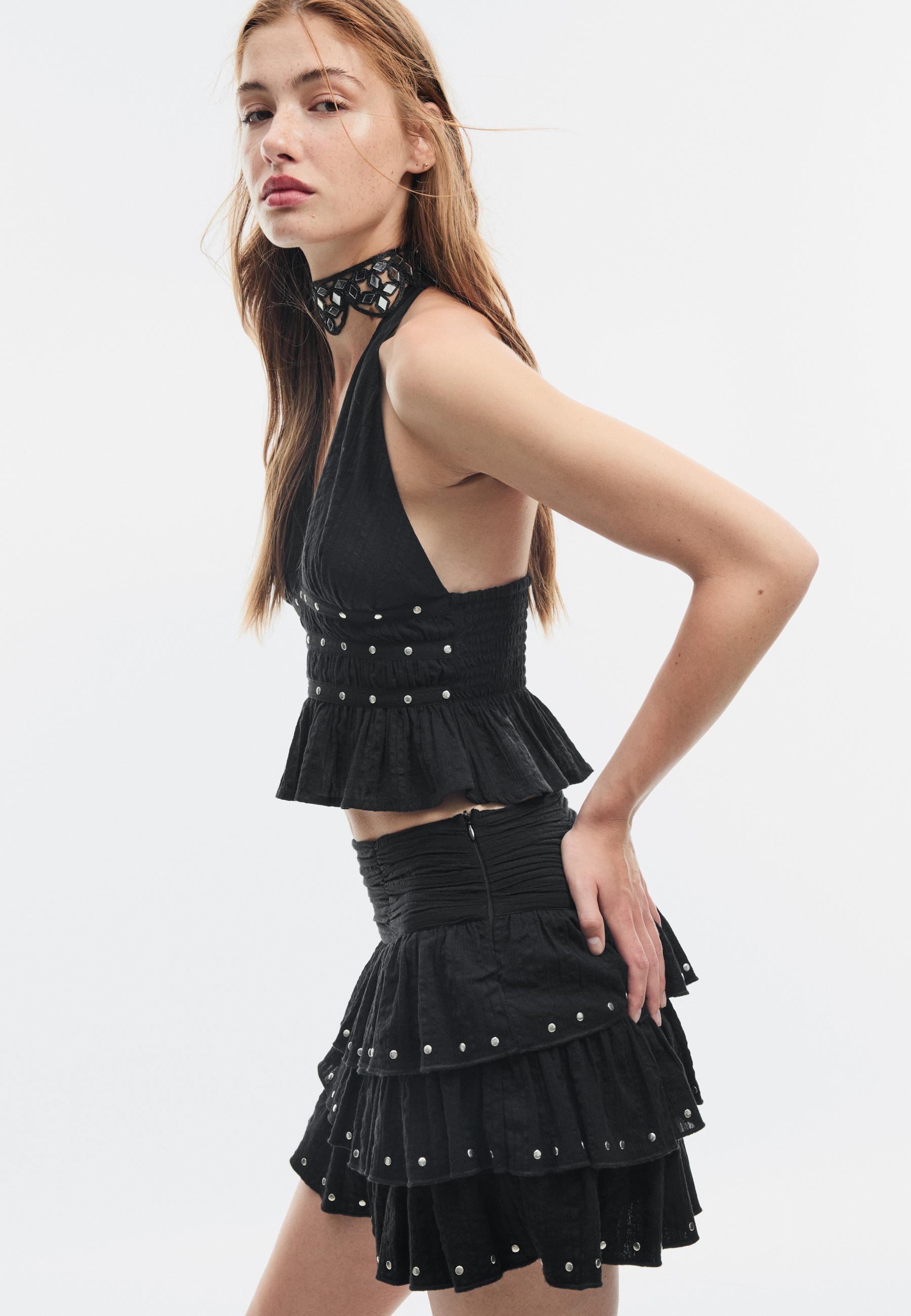 Studded halter top — Black