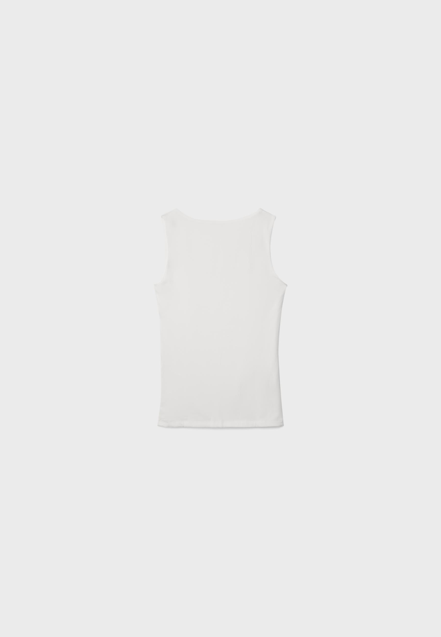 Polyamide wide-strap T-shirt — Ecru