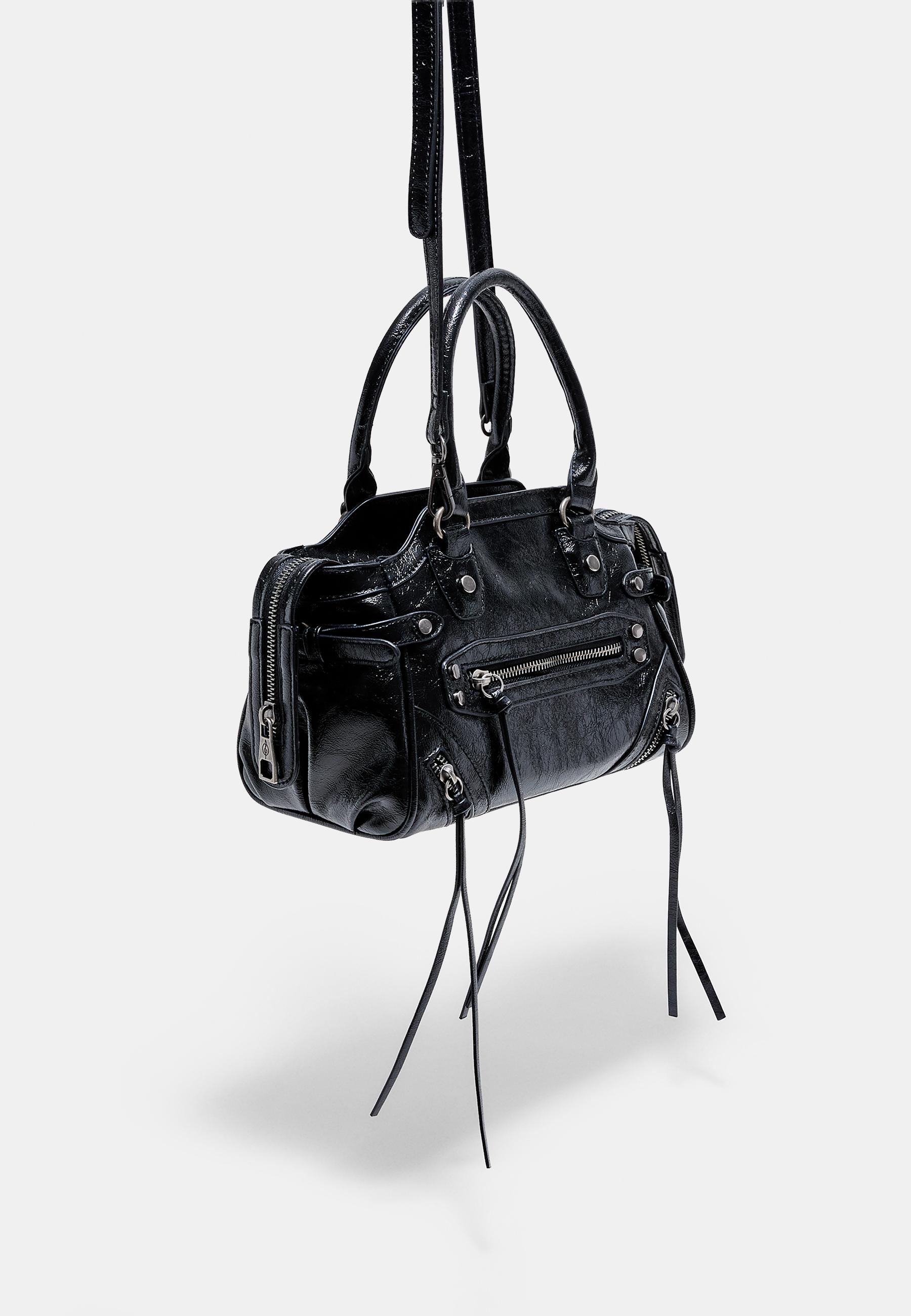 City bag with studs and pullers — Black