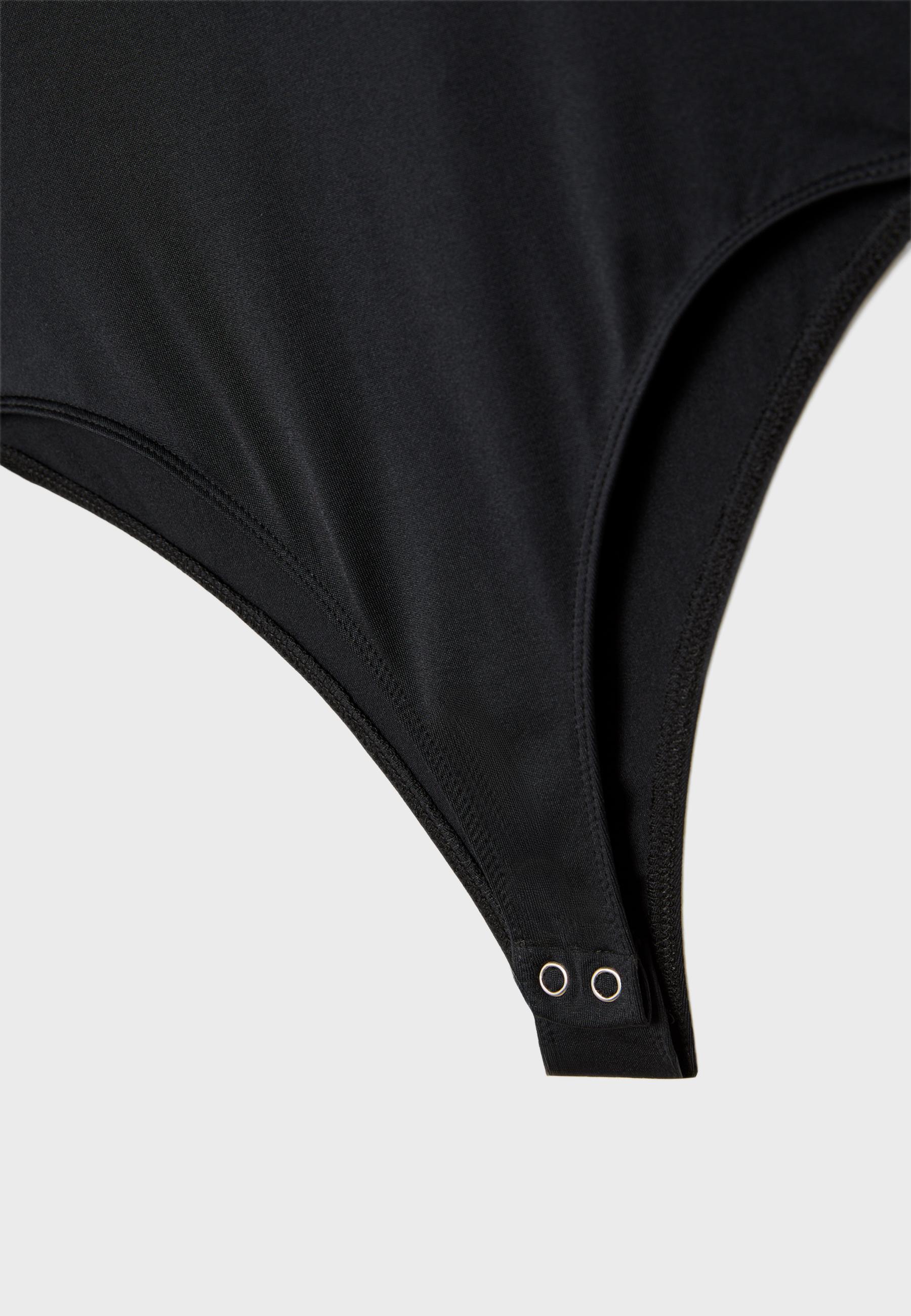 Long sleeve square neck bodysuit — Black