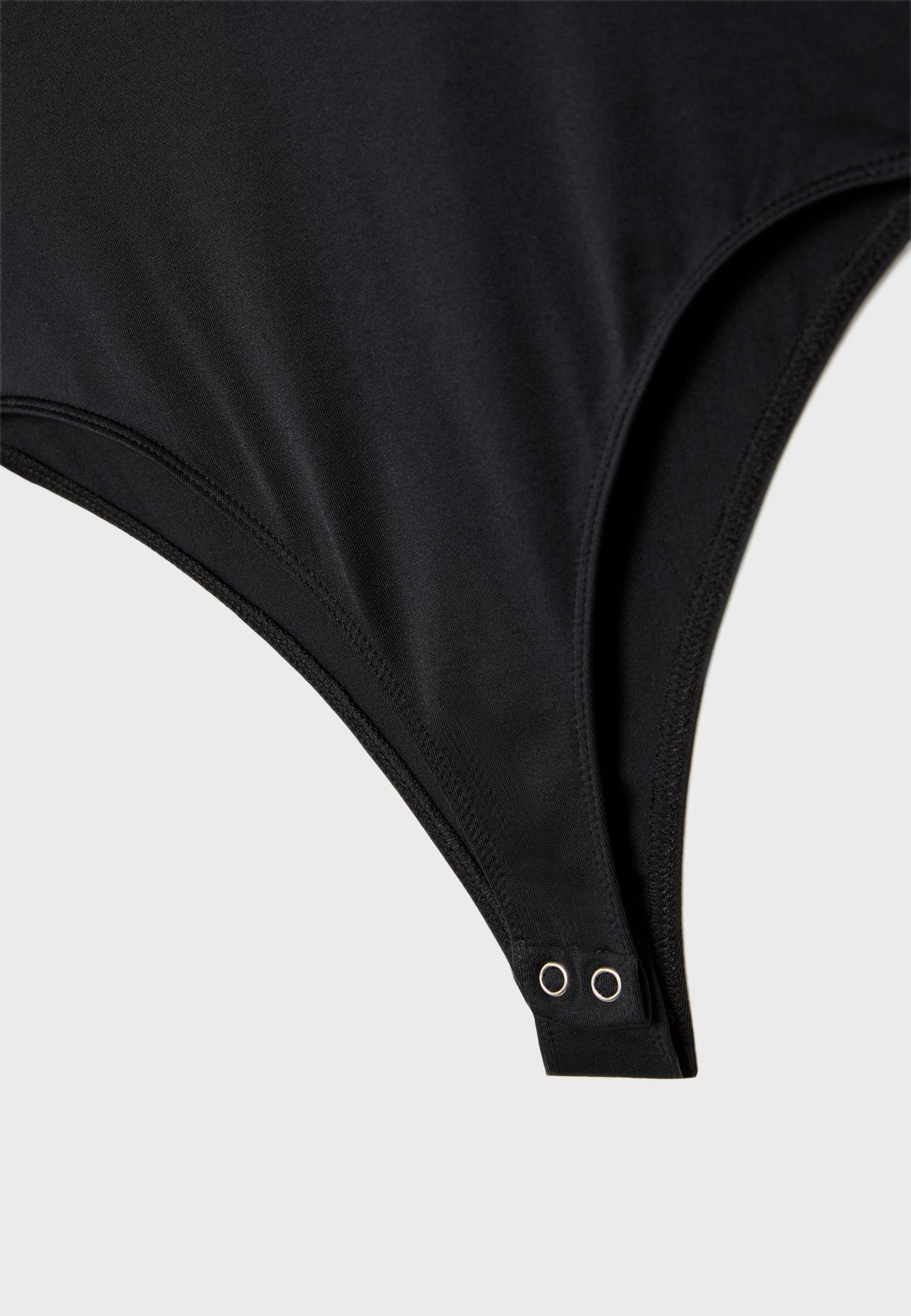 Long sleeve square neckline bodysuit — Black