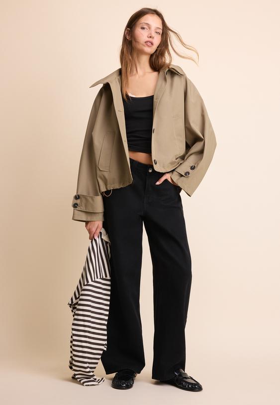 kapusonlu kısa oversize trenckot