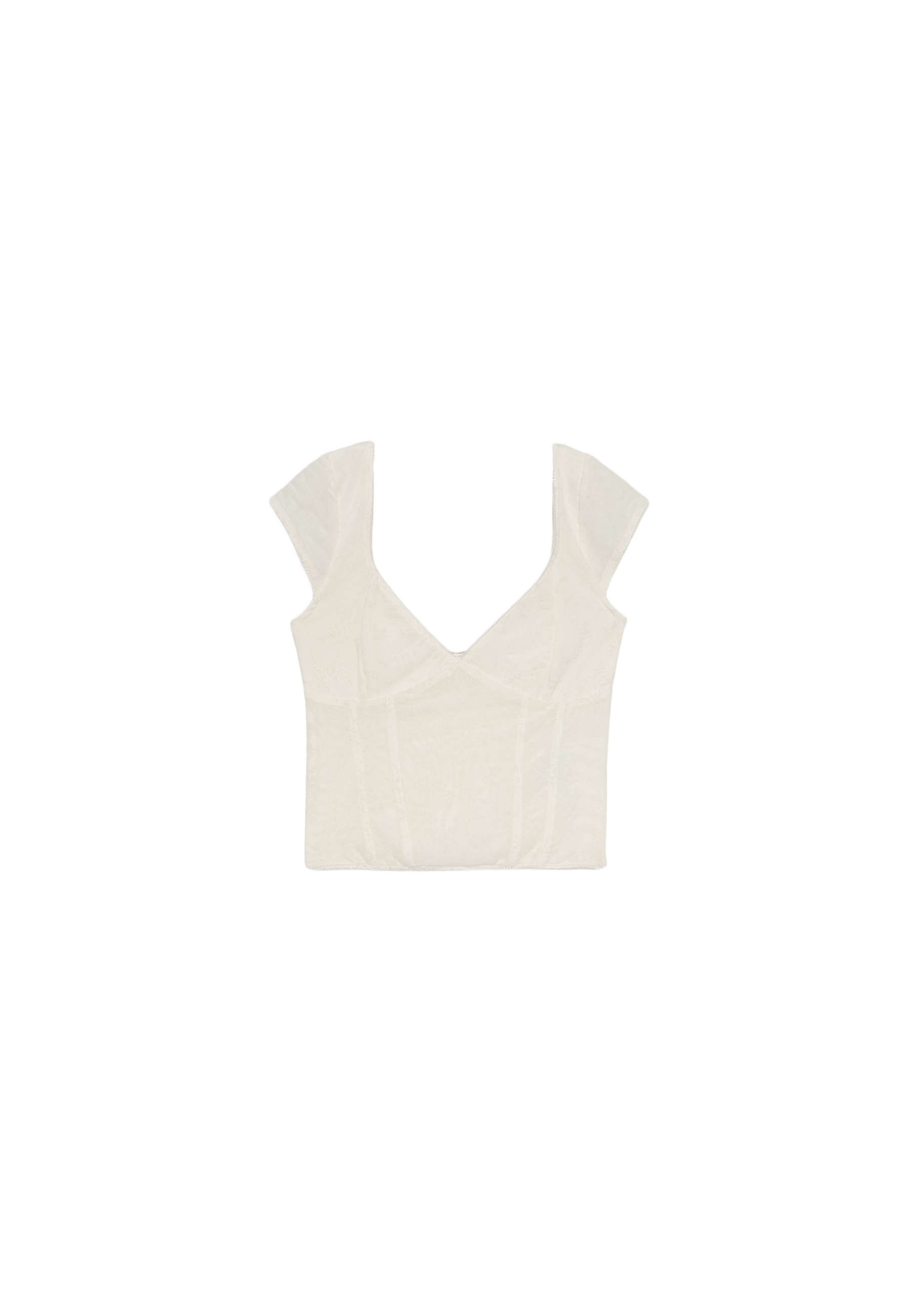 Flocked bodice top — Ecru