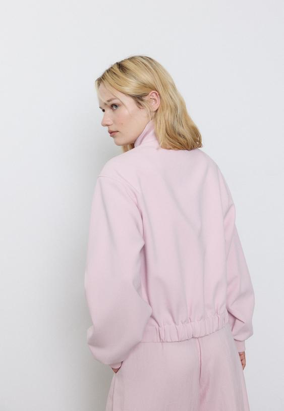 Stradivarius Puff High Neck Jacket Salmon Pink S