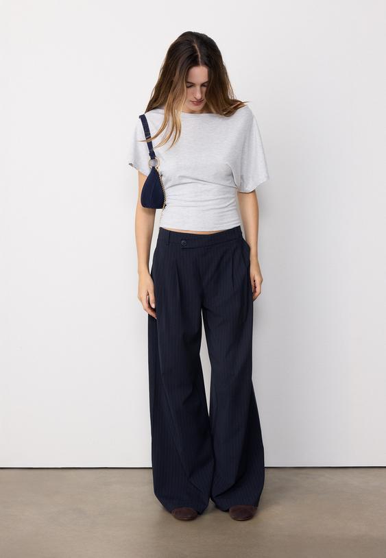 pantalon vestir casual cintura cruzada rayas