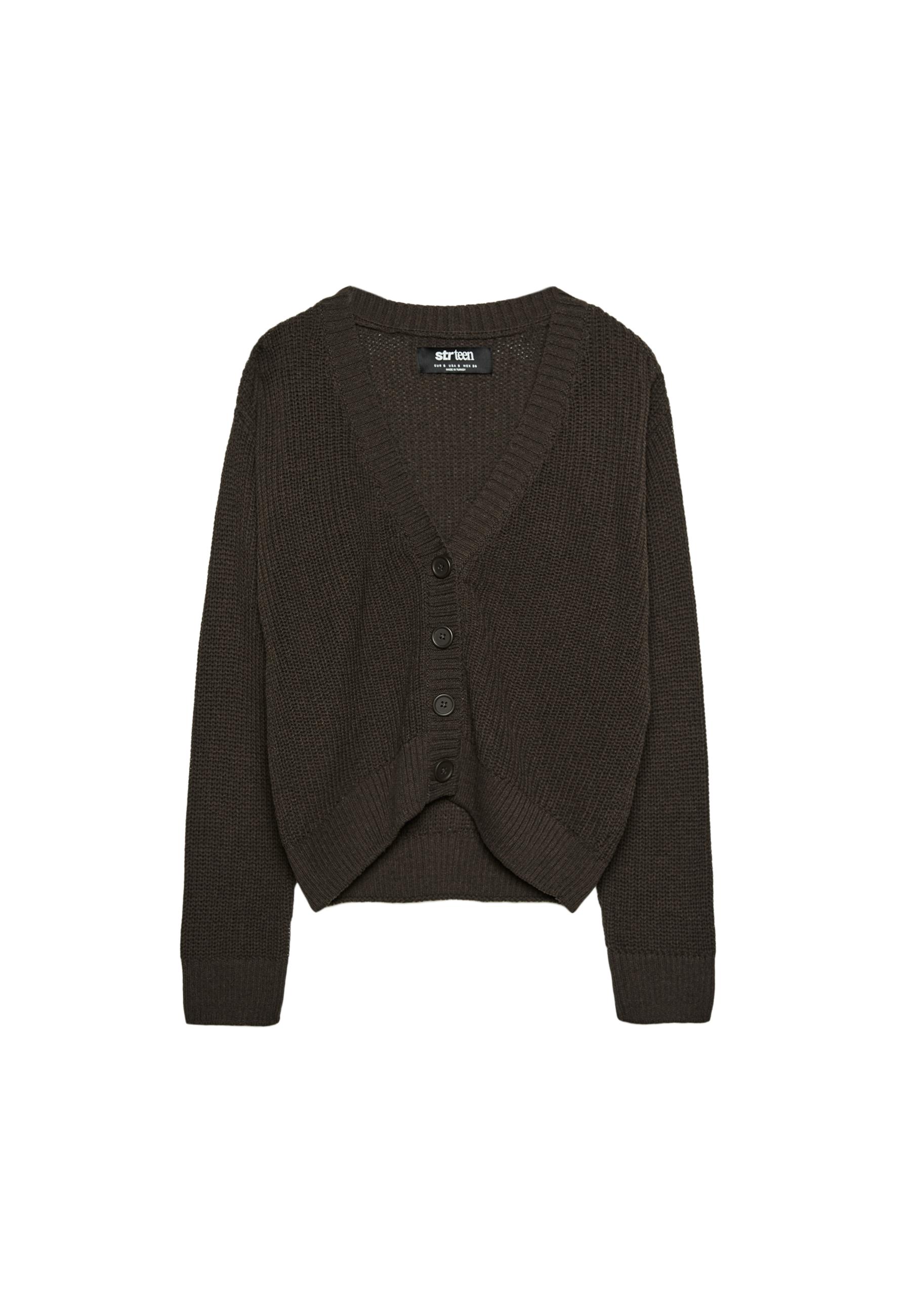 Button-up knit cardigan — Brown