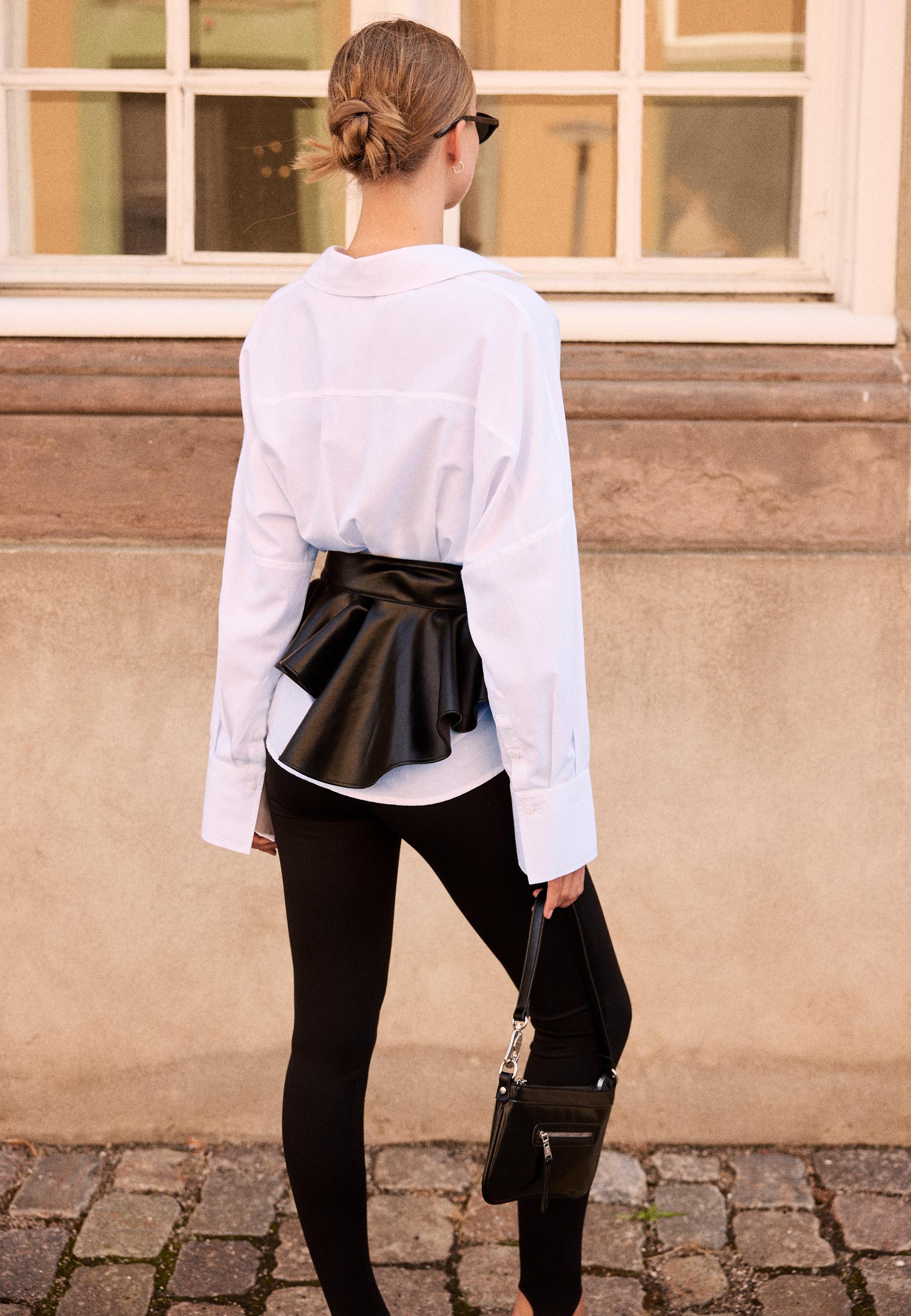Pleated poplin shirt — White