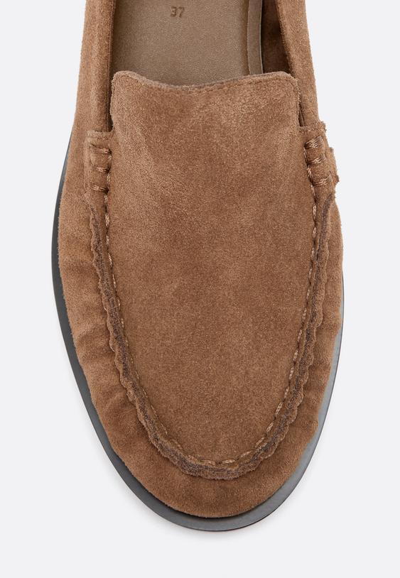 Stradivarius Gathered Leather Loafers Tan 4