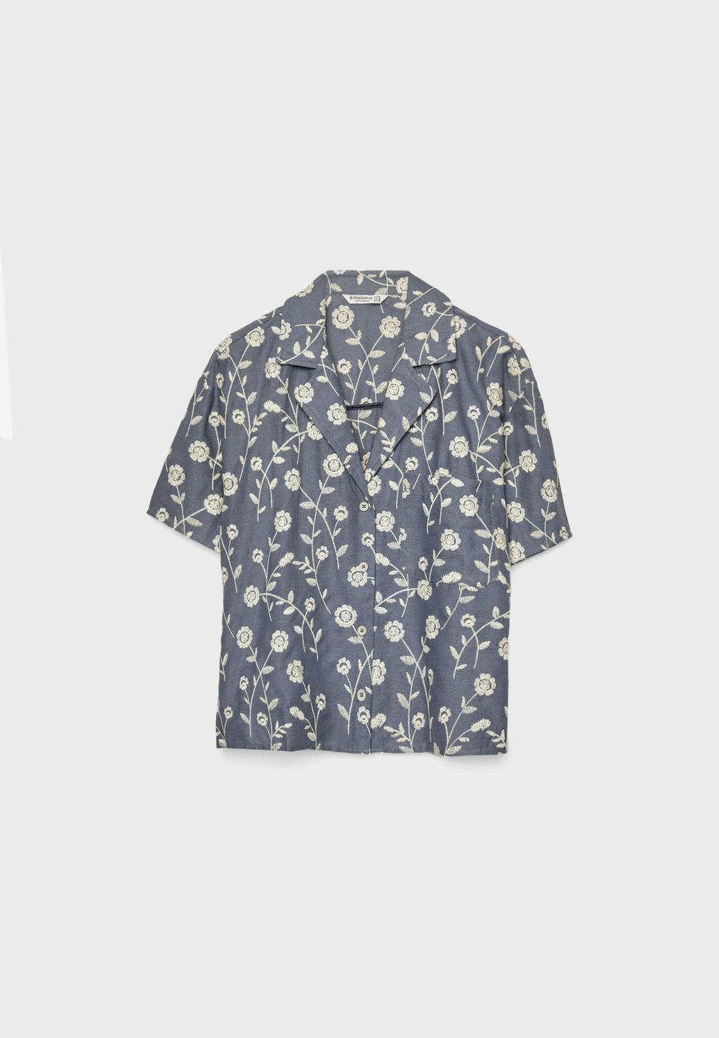 Chemise brodée en lin