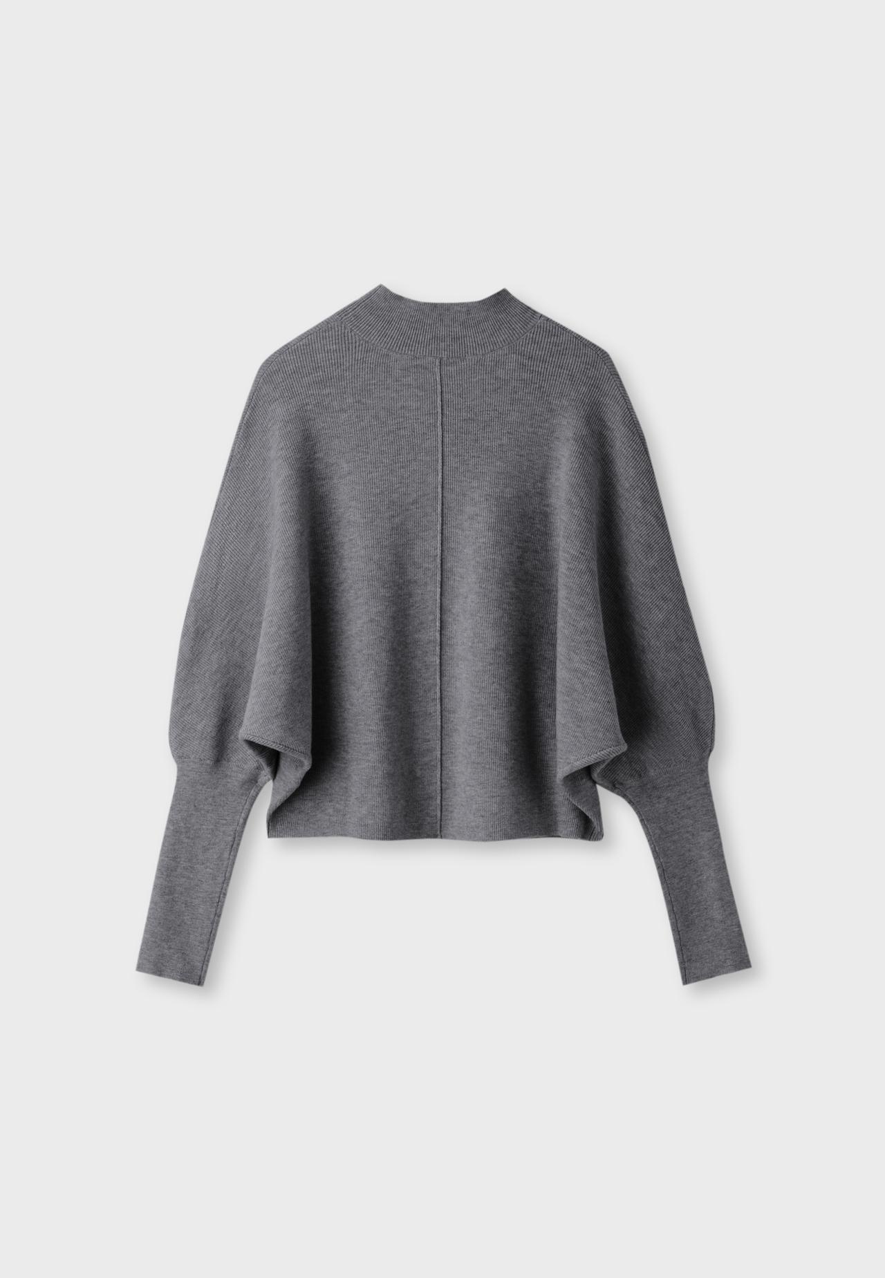 Batwing sleeve mock neck knit jumper — Dark grey