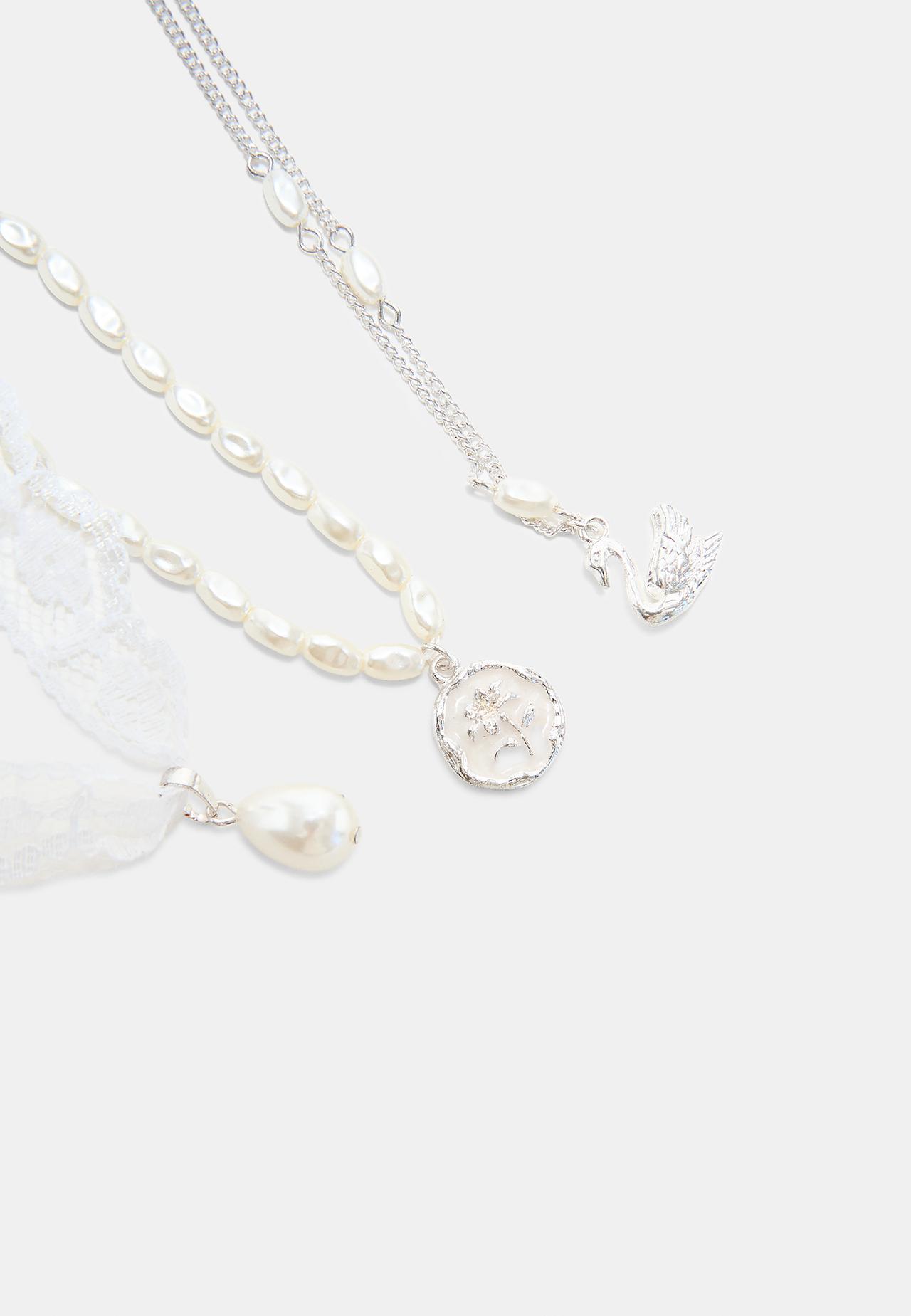 Set of 3 swan necklaces — Grey