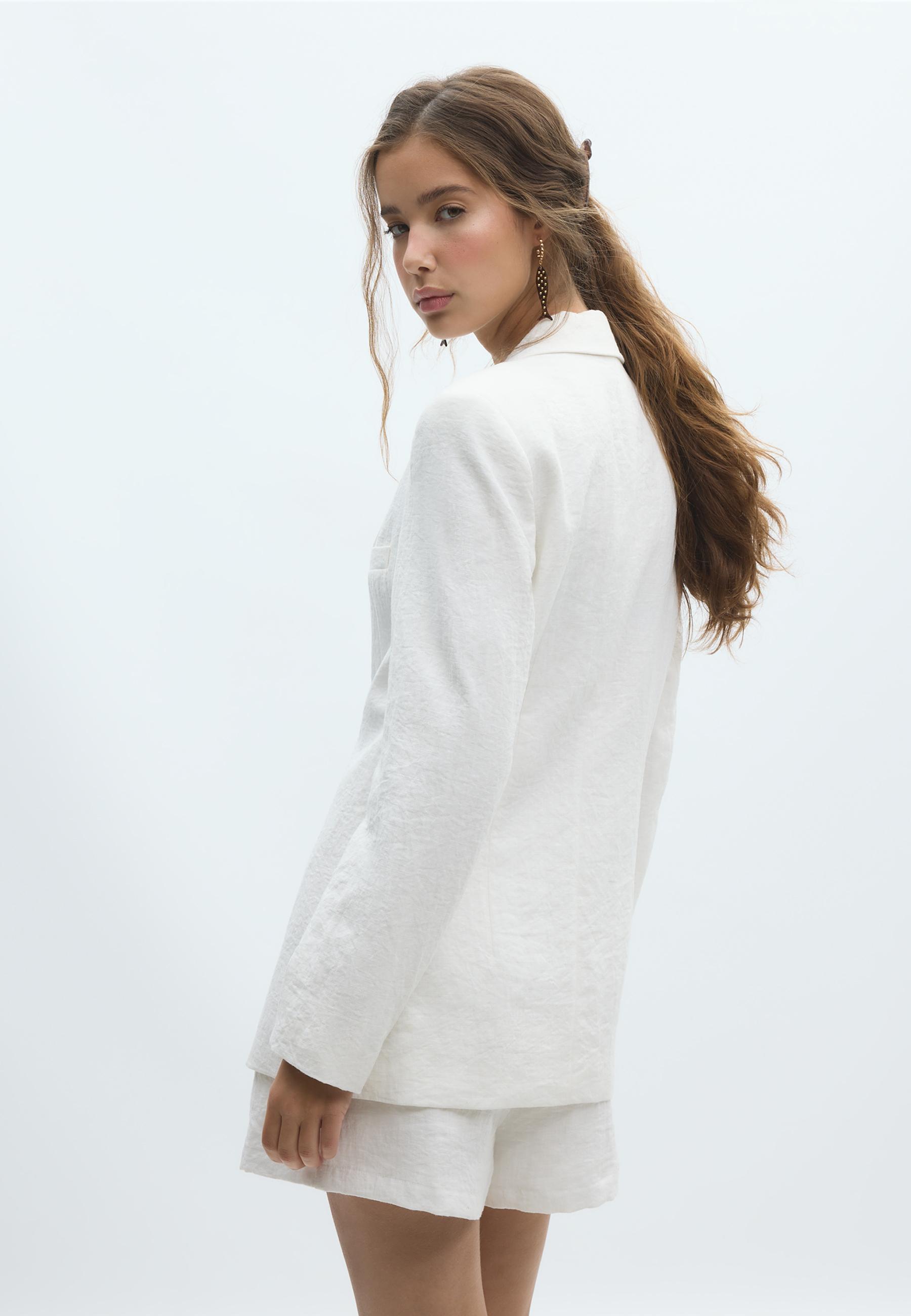 Fitted rustic blazer — White
