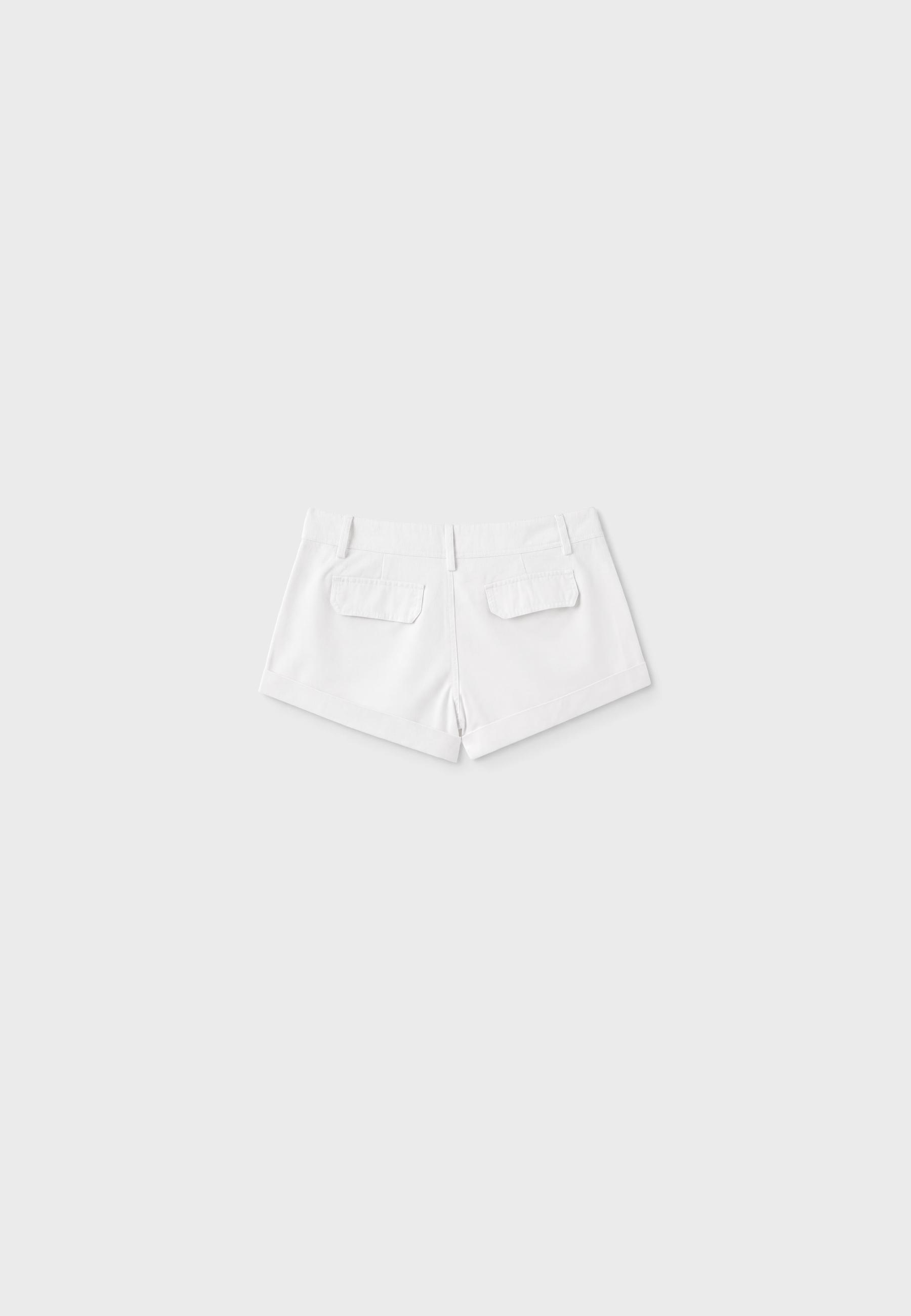 Turn-up mini shorts — White