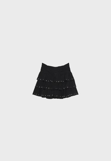 Studded frill skort — Black 8