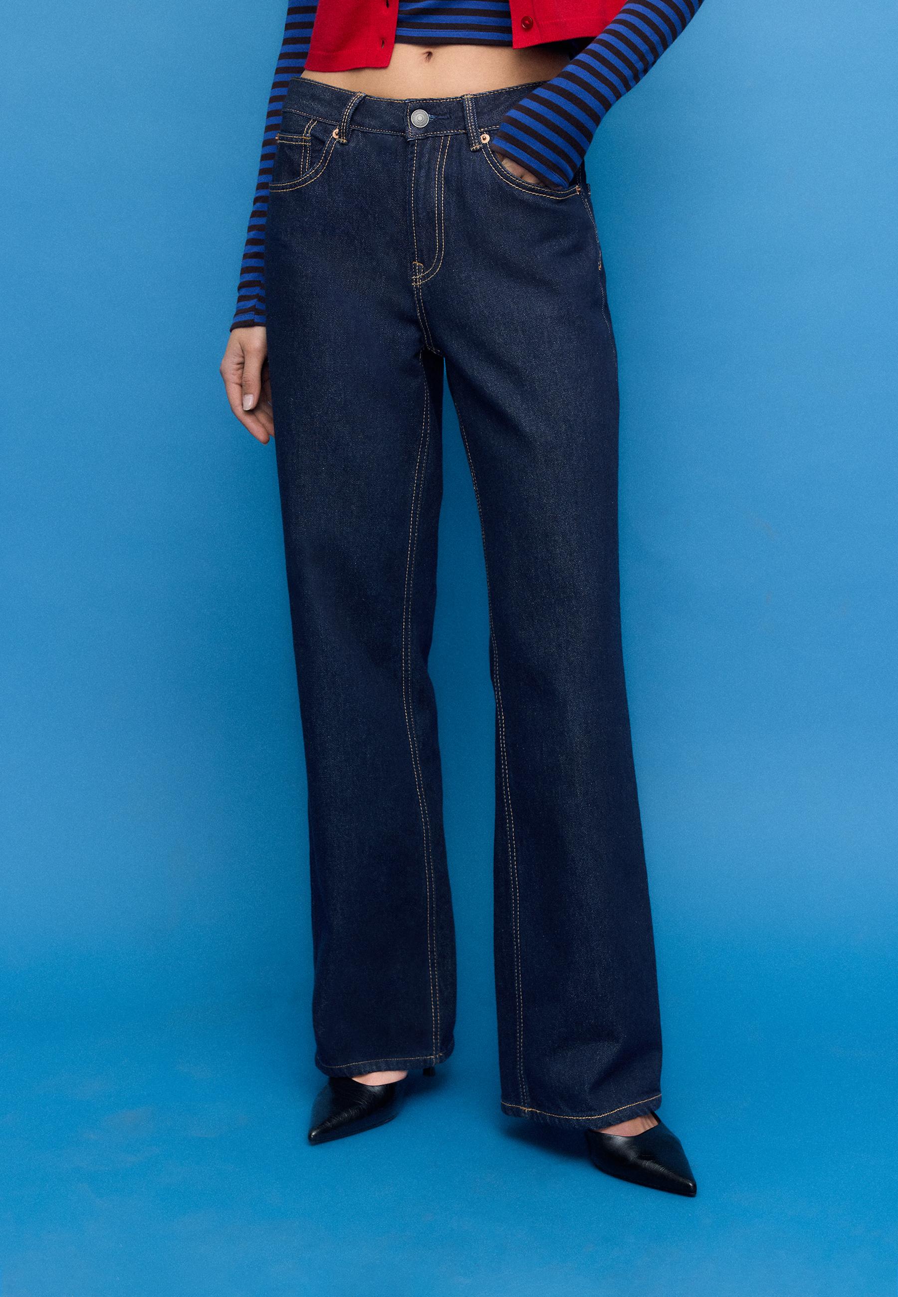 D92 Ripped straight wide-leg jeans — OVERDYED BLUE DENIM