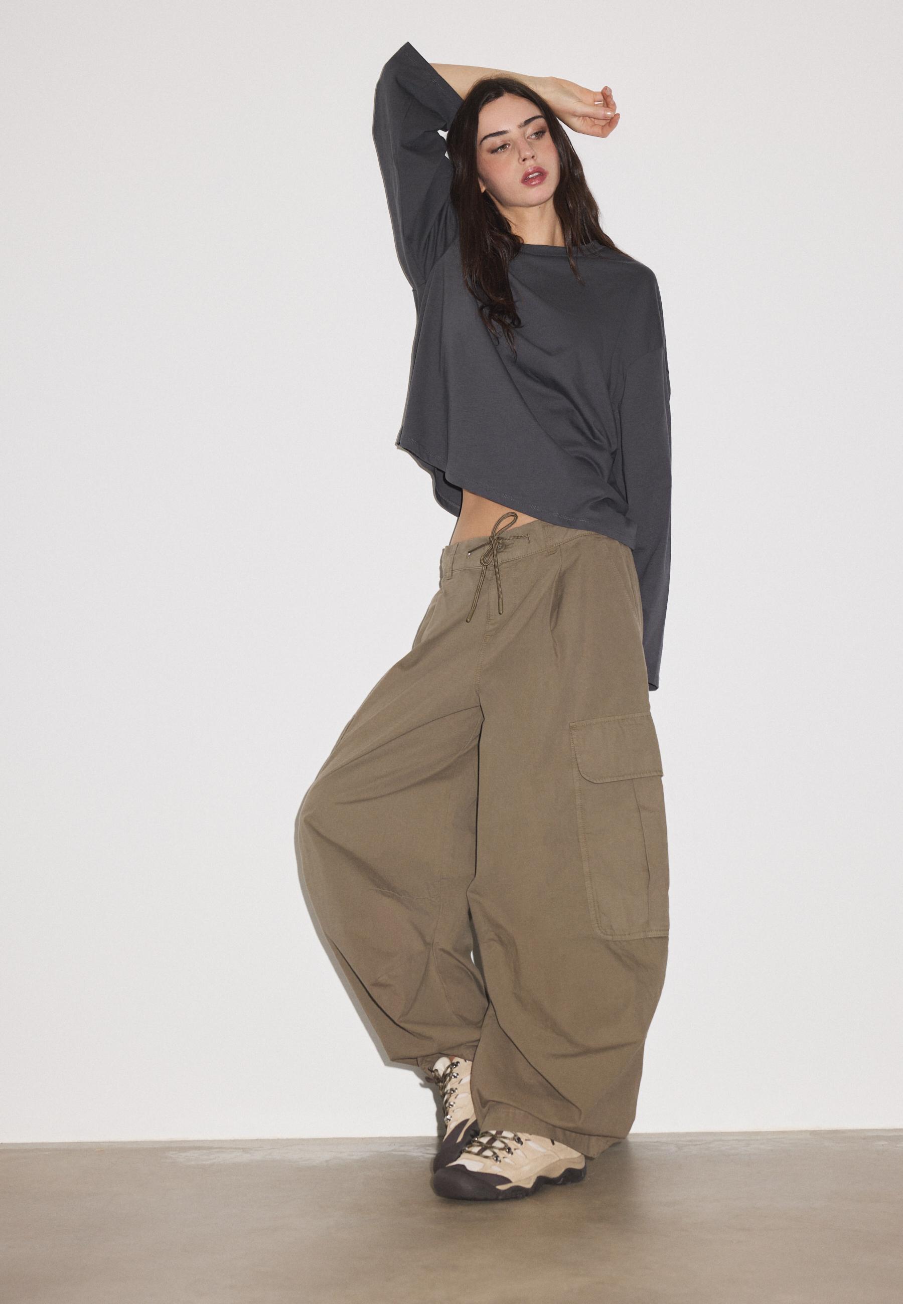 Boxy long sleeve T-shirt — Dark grey