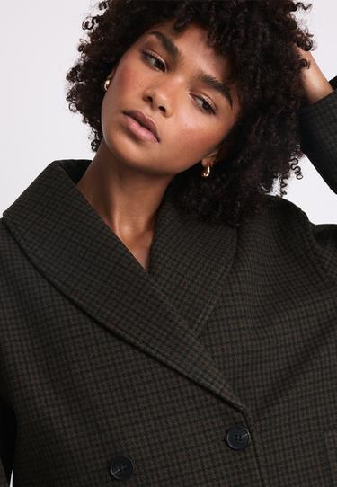 Short shawl neck coat — Khaki 4