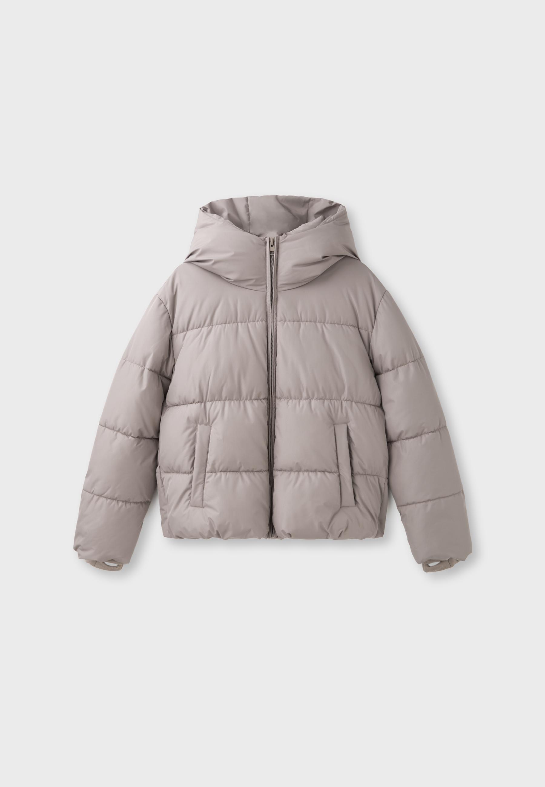 Basic hooded puffer jacket — Brown