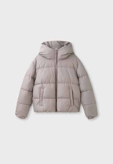 Basic hooded padded jacket — Brown 8