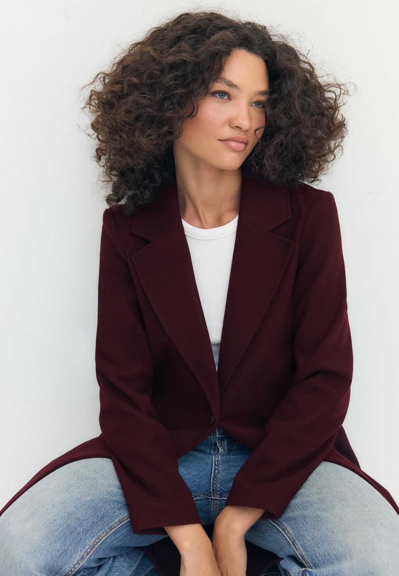 Midi button coat — Burgundy