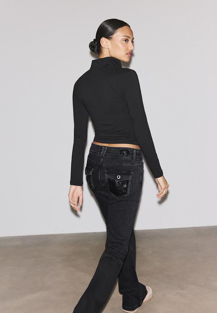 Дънки С Ниска Талия С Пайети