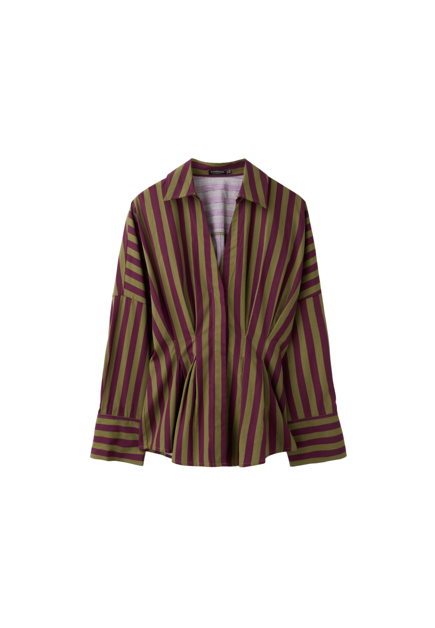 Pleated poplin shirt — Khaki