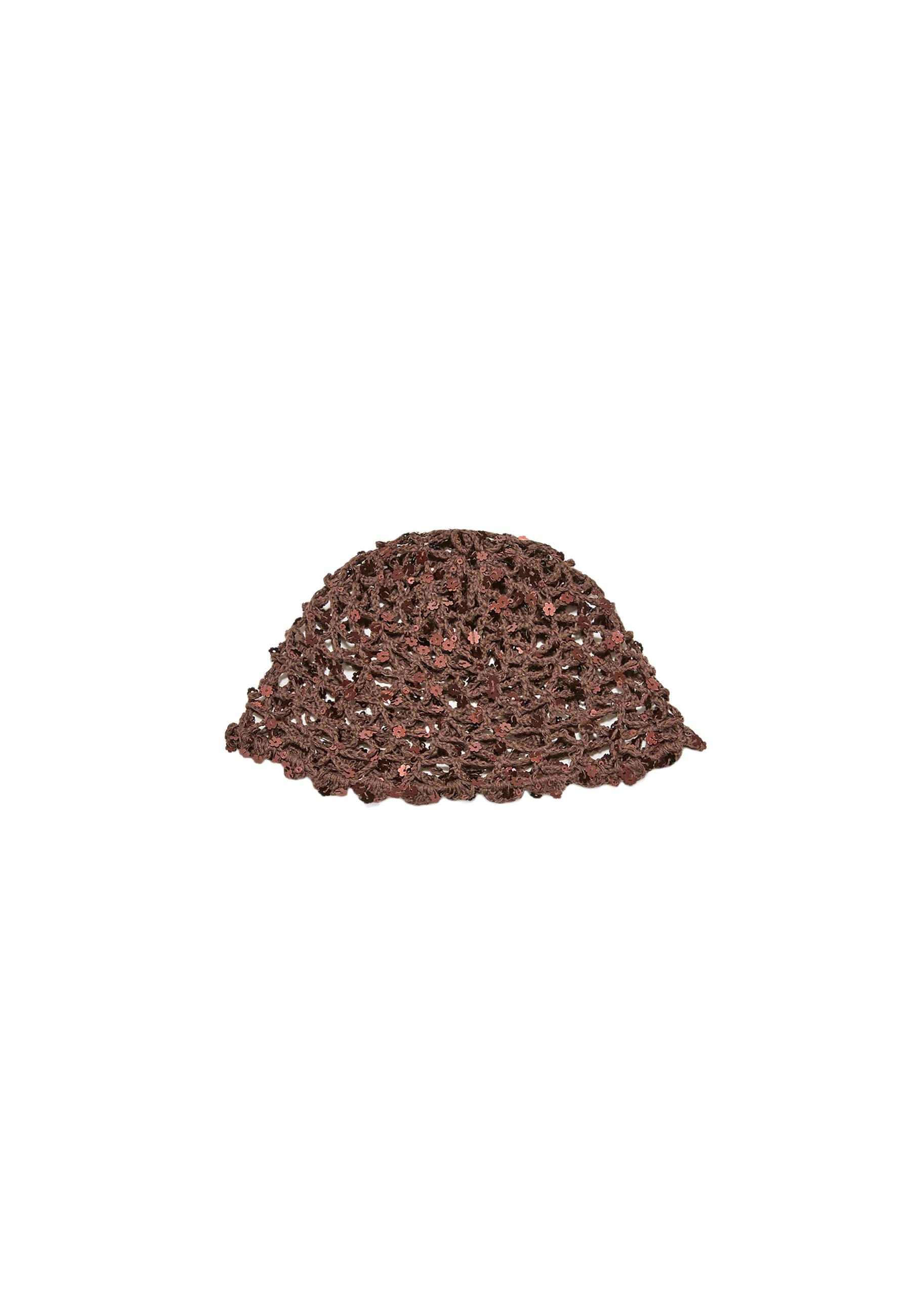 Floral sequin skull cap — Brown