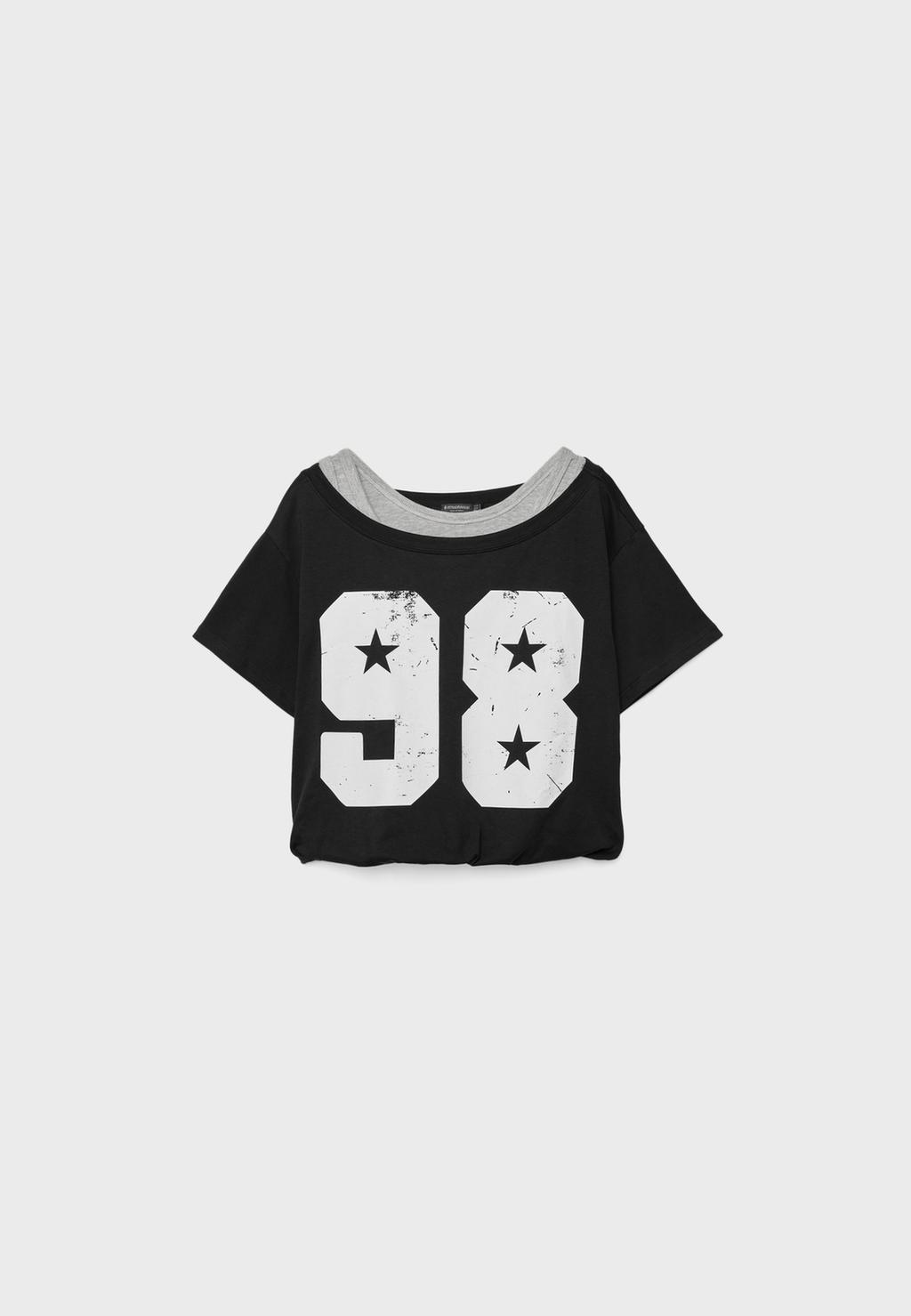 Double-layer t-shirt with puff sleeves