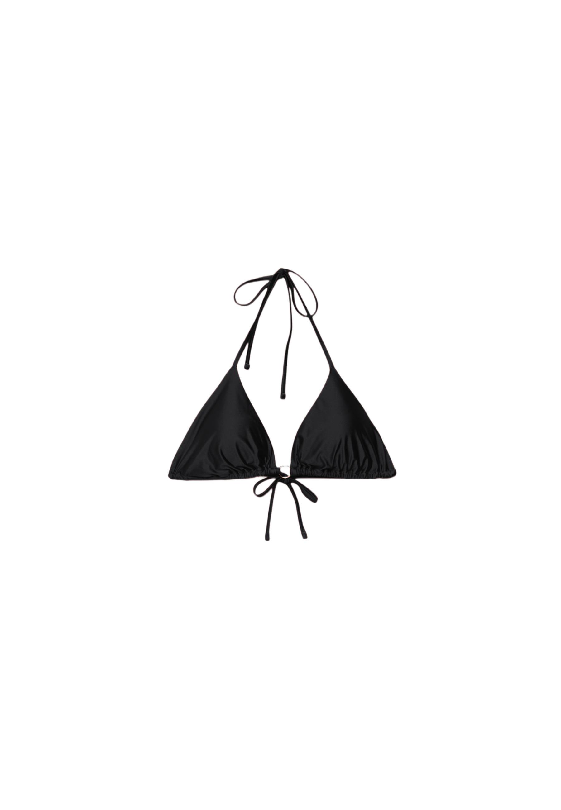 Satin triangle bikini top — Black