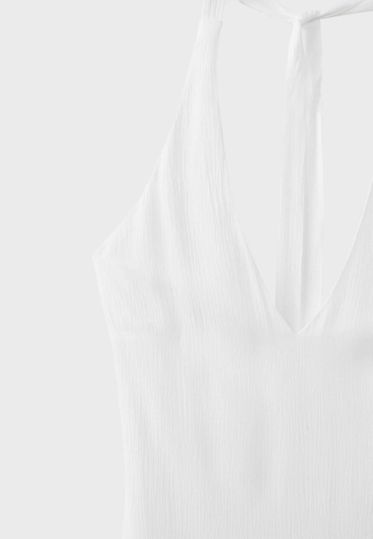 Halter neck crinkle dress — White
