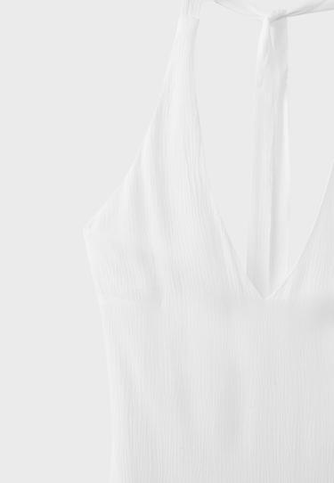 Halter neck crinkle dress — White 8