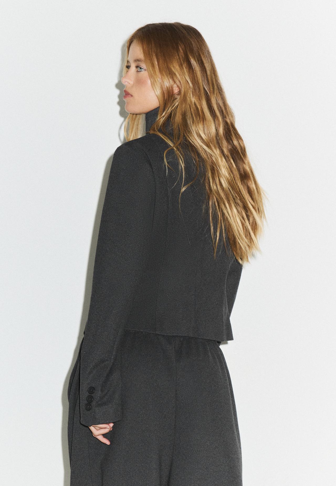 Fitted mini blazer with buttons — Mid grey