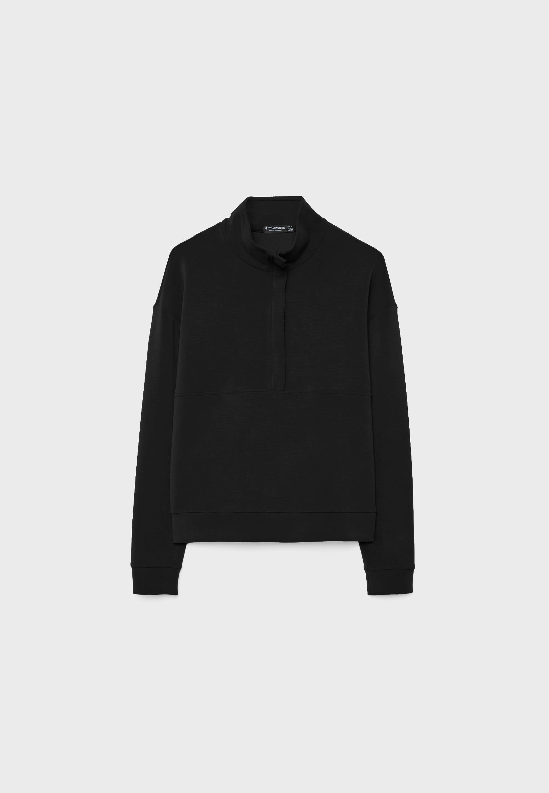 Soft-touch zip-up sweatshirt — Black (alternate view)