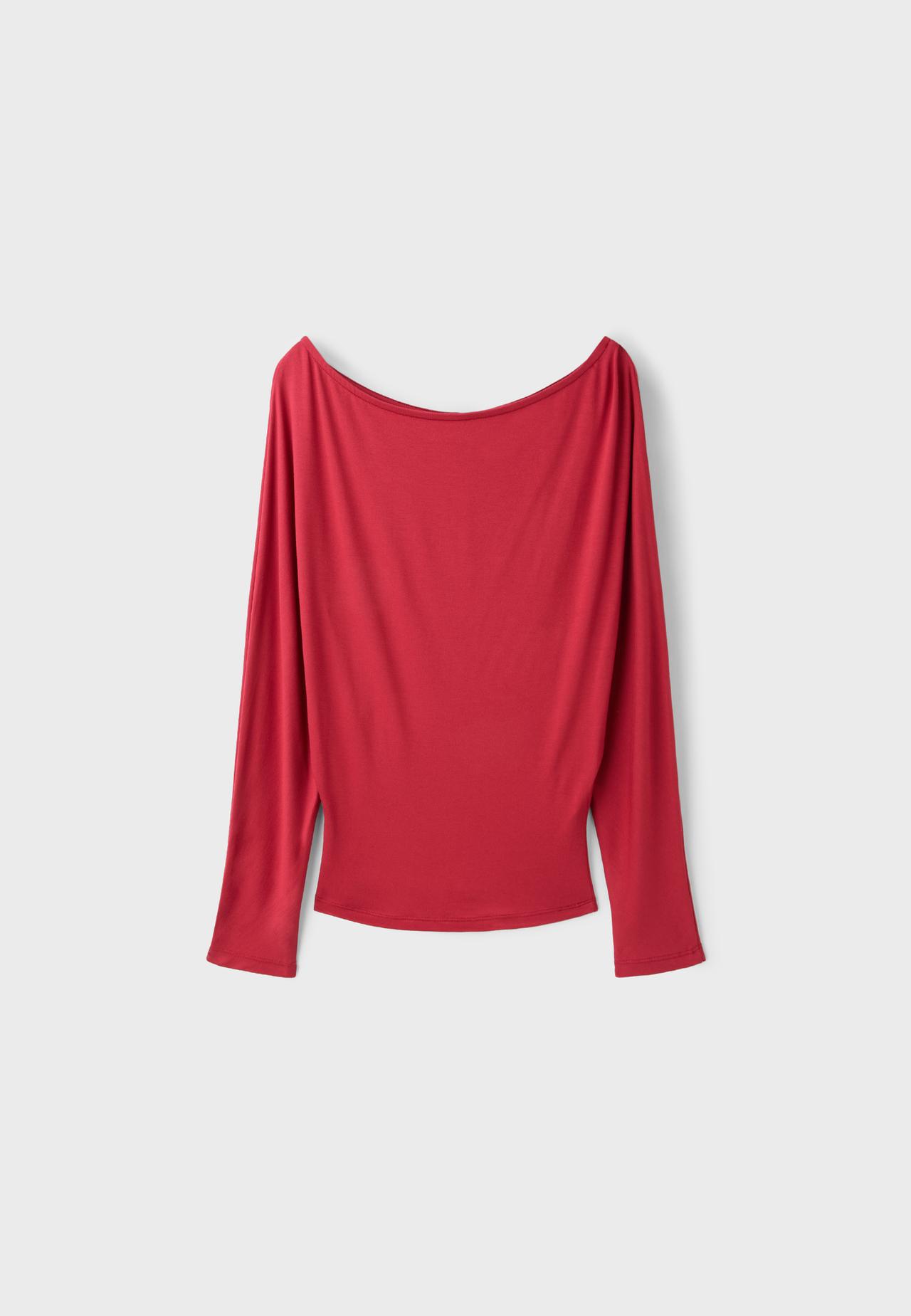 Asymmetric sash-effect top — Red