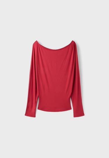 Asymmetric sash-effect top — Red 7