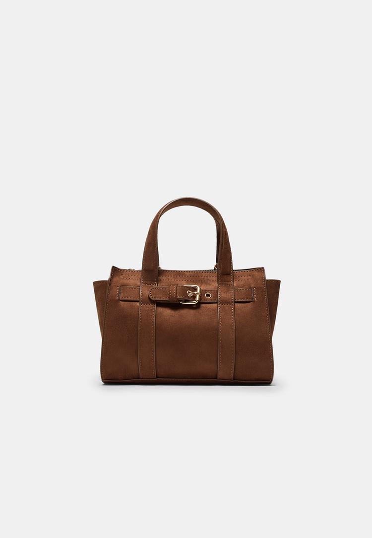 Stradivarius Mini tote bag with buckle  Brown OS (STRADIVARIUS)