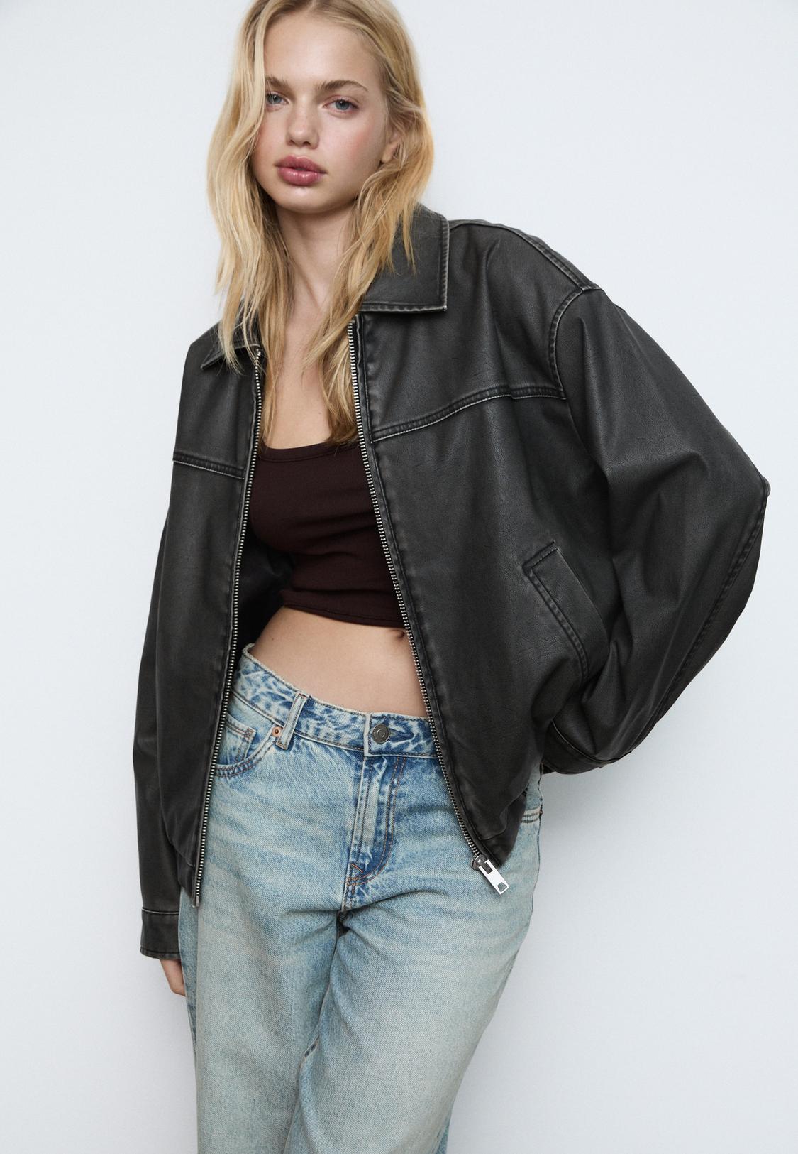 Blouson oversize en similicuir