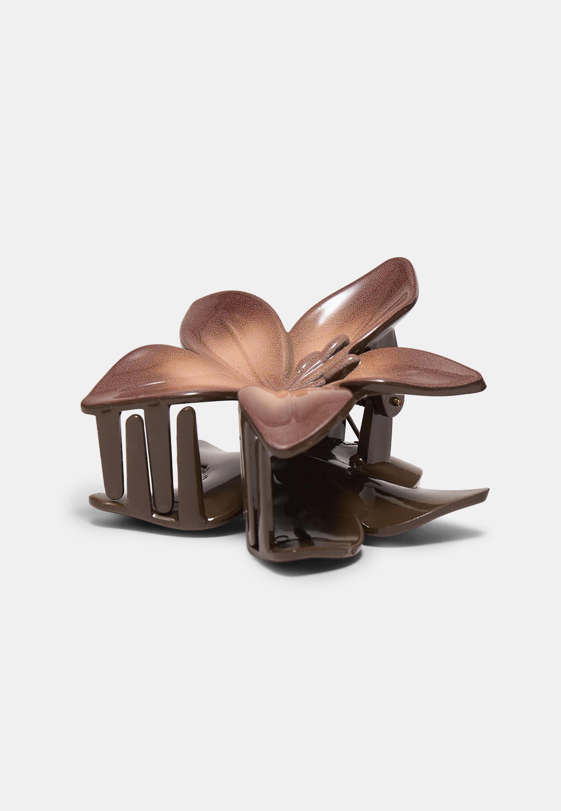 Flower hair clip — Brown